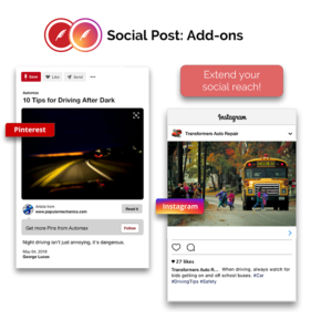 add on social posts to Instagram, Pinterest