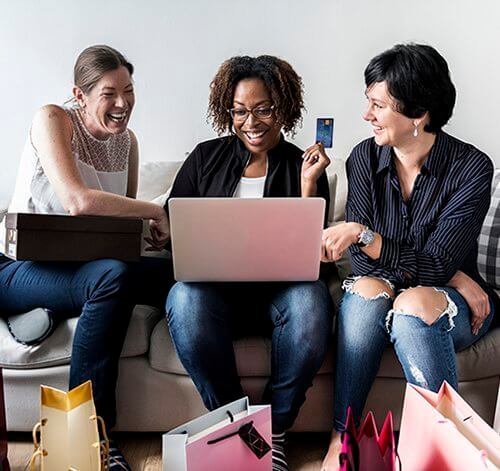 Women enjoy shopping online