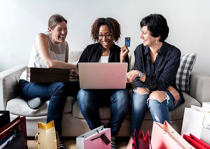 Women enjoy shopping online